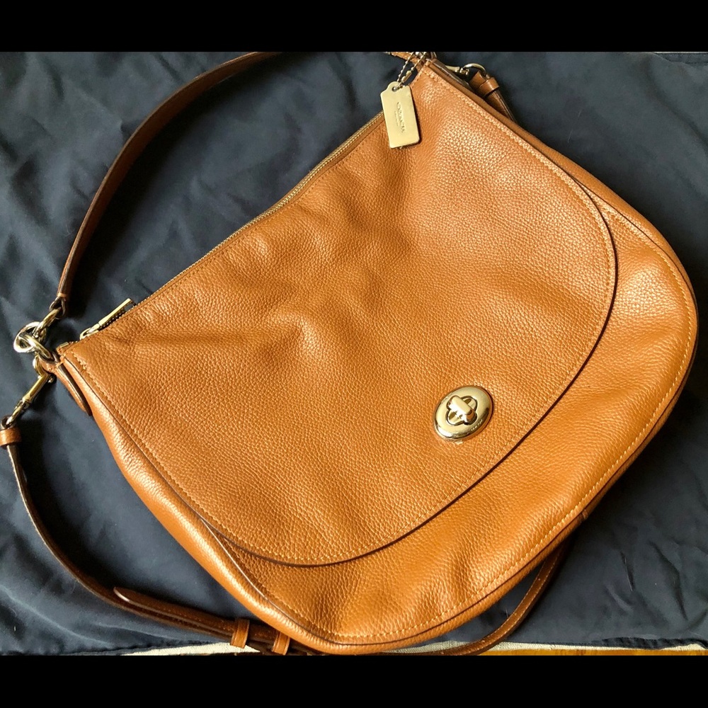 Tan large coach purse